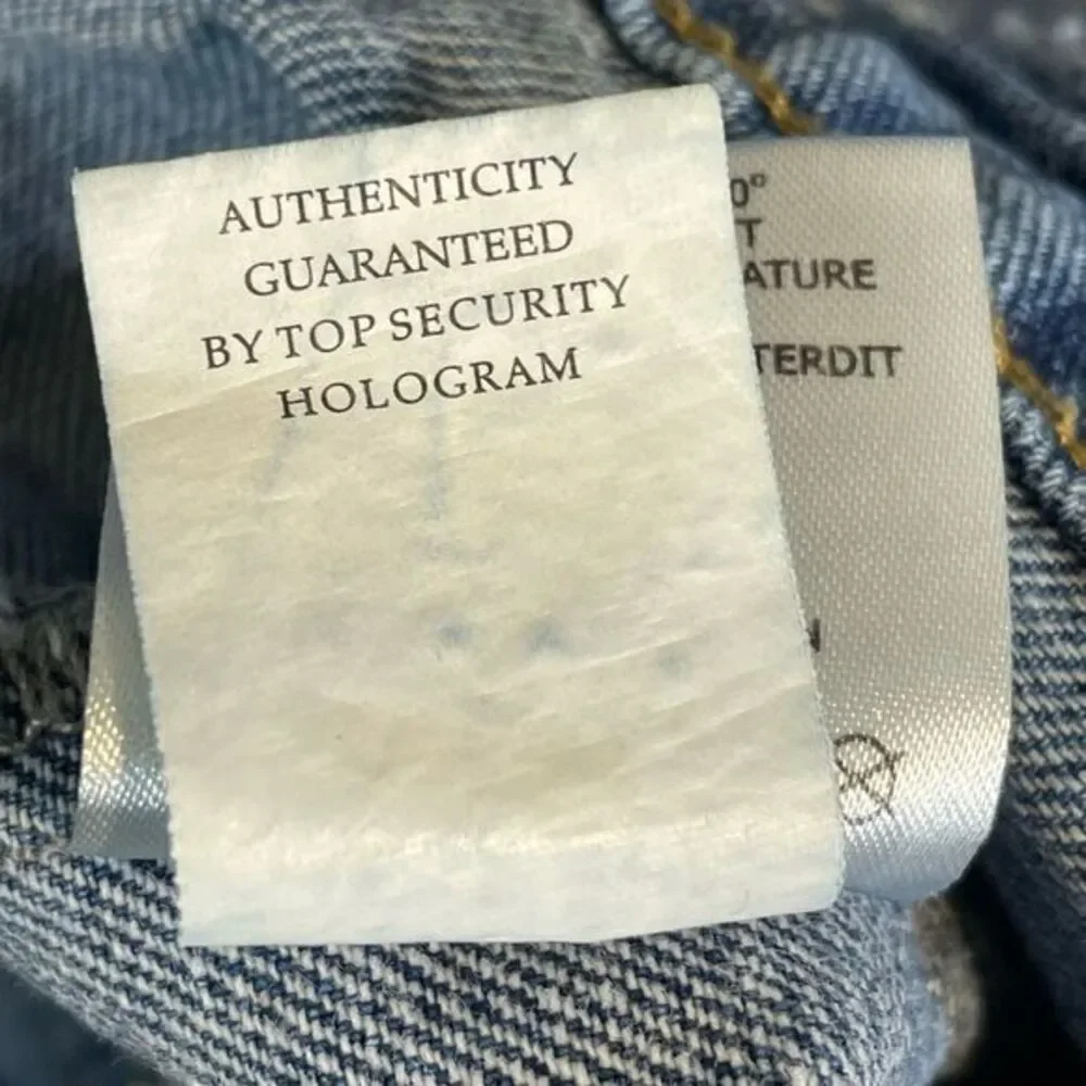 Queen Hearts Womens Long Denim Jacket‎ Blue Size Medium Distressed Grunge Rock - Picture 11 of 12